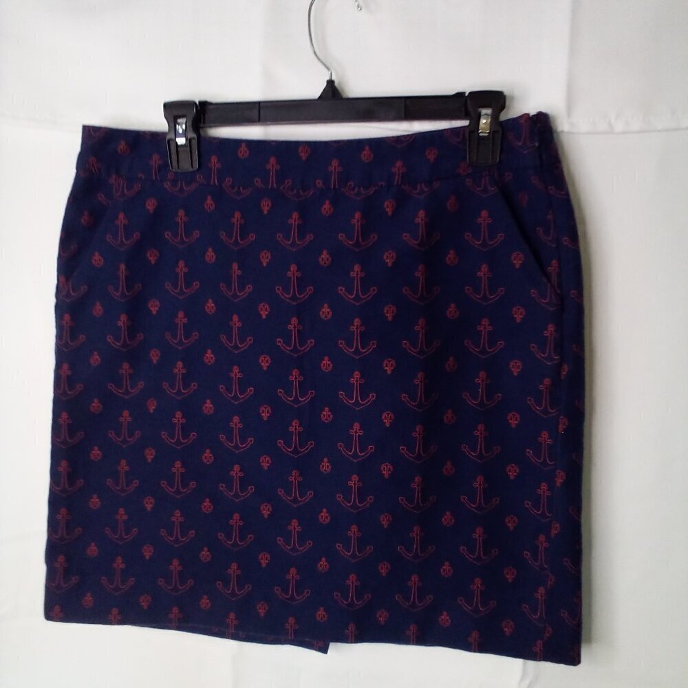 Tommy Hilfiger Skirt Women 8 Anchor Nautical Pockets Blue Red - Picture 2 of 16